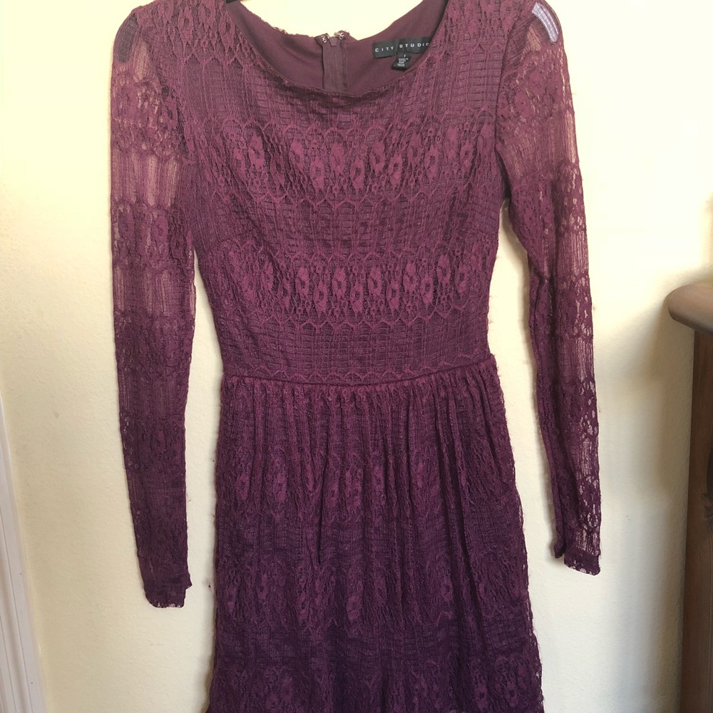 Dark burgundy lace dress